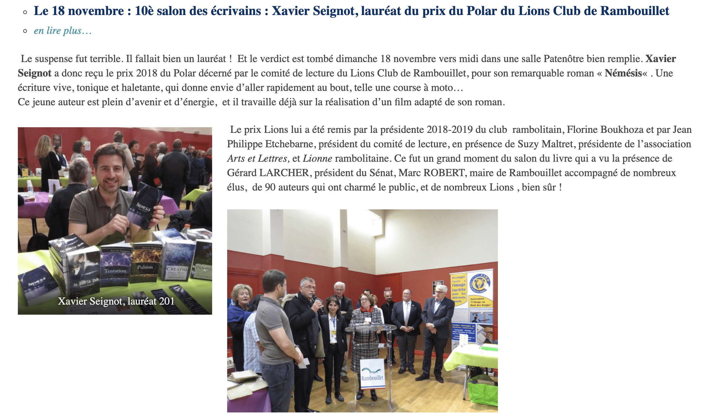 Article prix littéraire 2018 – Némésis